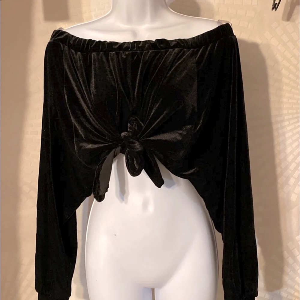 Women front tie velvet crop top size large by Auditions